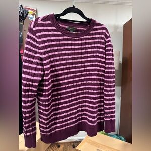 Sag Harbor Maroon and Pink Striped Sweater